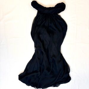 Black chiffon bubble strapless mini dress-Small